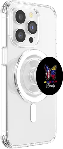 Vista 3 de Venezurican Beauty Butterfly Heritage Venezuela Puerto Rico PopSockets MagSafe PopGrip para iPhone