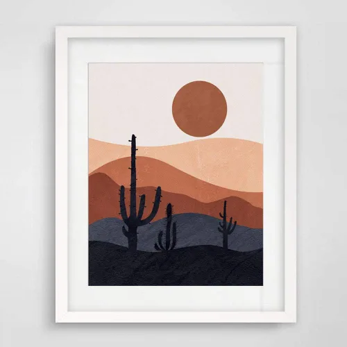 Vista 6 de Impresión del desierto, impresiones modernas de mediados de siglo, arte abstracto de pared de paisaje, decoración de montaña, impresión artística