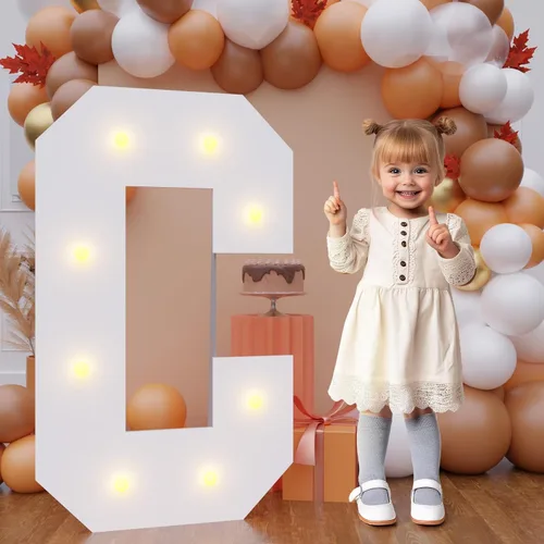 Vista 11 de Letras de marquesina de 3 pies de alto, letras y para decoraciones de fiesta de cumpleaños Light up Letters without Sidewalls, Lightweight Foam