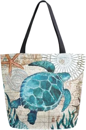 Vista 23 de Naanle Bolsa de lona para mujer, bolso de hombro casual con hoja de palma, reutilizable, multiusos, resistente, para compras, comestibles, algodón