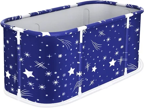 Vista 13 de 43" Large Foldable Bathtub, Freestanding Surround Collapsible Bathtub, Extra Large Foldable Bathtub with Plastic Frame, Family SPA Soaking Tub for
