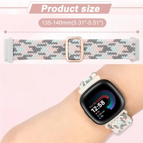 Vista 2 de Paquete de 6 bandas elásticas de nailon compatibles con Fitbit Versa 4 / Fitbit Sense 2 / Fitbit Versa 3 / Fitbit Sense, correas de repuesto