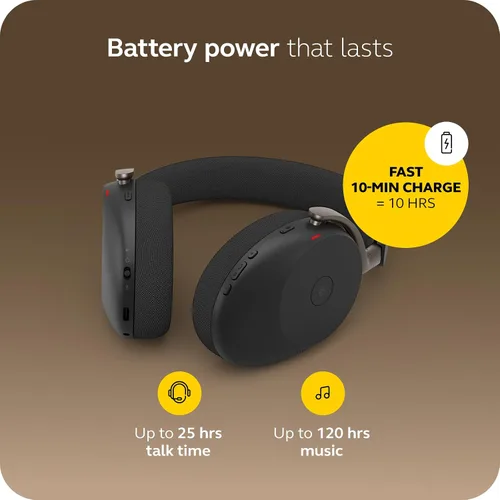 Vista 4 de Jabra Evolve3 85 - Auriculares inalámbricos Bluetooth con micrófono para el trabajo, USB-A, tecnología de llamada de voz AI, cancelación activa