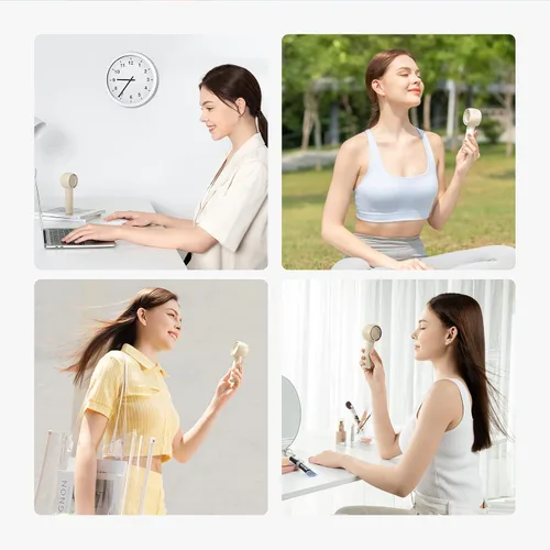 Vista 8 de JISULIFE Mini ventilador portátil, diseño seguro sin aspas, potente ventilador de mano turbo con 3 velocidades, recargable por USB, diseño
