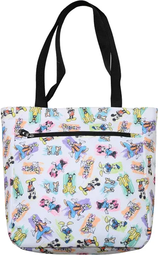 Vista 7 de Disney Bolsa de viaje con cremallera de Mickey Minnie Donald Daisy Goofy Plutón Print Blanco