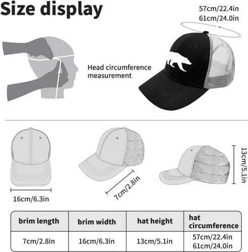 Vista 4 de devor Baseball Cap Bear Baseball Cap for Men Graphic Hats Adjustable