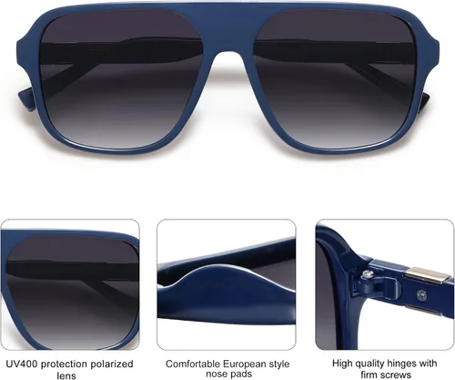 Vista 4 de SOJOS Gafas de sol polarizadas de aviador retro para mujer para hombre vintage cuadradas de los años 70 clásicas UV400 SJ222