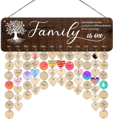 Vista 7 de Regalos para mamá y abuela, calendario de celebraciones de cumpleaños 3D recordatorio para colgar en la pared, placa de cumpleaños familiar