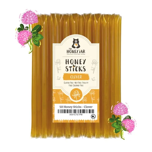 Vista 44 de The Honey Jar Palitos de miel con sabor a mora, pajitas de miel pura para el té, café o un placer saludable, una cucharadita de miel saborizada por