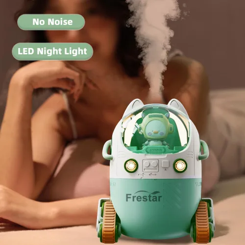 Vista 4 de Mini humidificador USB de 7.4 fl oz con luz nocturna LED, pequeño y lindo humidificador en adorable muñeca para niños, plantas, dormitorio, oficina