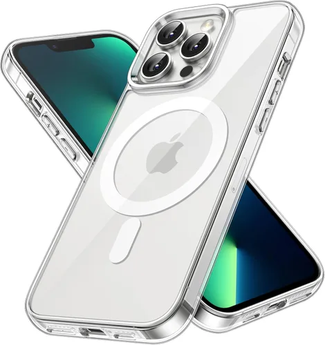 Vista 20 de JETech Funda magnética para iPhone 13 de 6.1 pulgadas, compatible con carga inalámbrica MagSafe, a prueba de golpes, parte trasera transparente