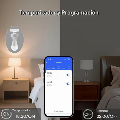 Vista 6 de Adaptador de enchufe de luz, control remoto de protocolo Zigbee,Adaptador de bombilla E26/E27, control remoto de aplicación, adaptador de corriente
