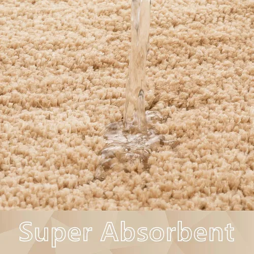 Vista 7 de Seavish Alfombra de baño de contorno beige de lujo, alfombras de baño peludas de 19.6 x 19.6 pulgadas, antideslizante, eficiente, absorbente