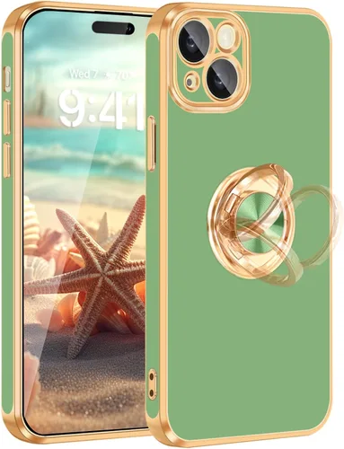 Vista 8 de Fingic Funda para iPhone 15, funda para iPhone 15 [con soporte de anillo de 360°] [soporte magnético para automóvil] Funda de teléfono con función