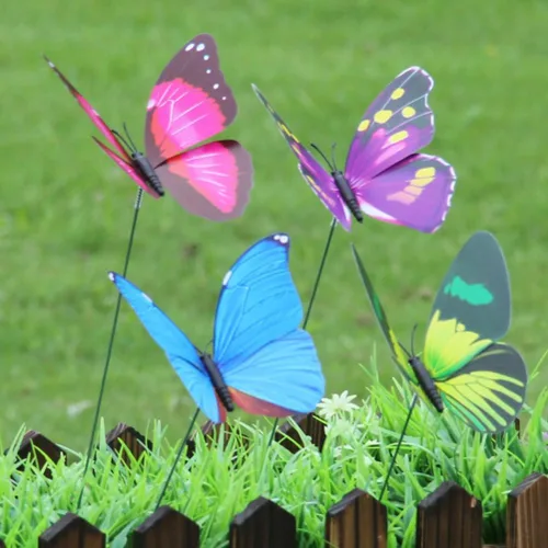 Vista 5 de NUOBESTY 12 estacas de mariposa falsas 3D para jardín, césped, patio, camino, adornos para interiores y exteriores (color al azar)