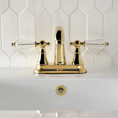 Vista 3 de Kingston Brass KS7612WLL Grifo de baño central de 4 pulgadas, latón pulido