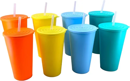 Vista 18 de AOYITE Juego de 12 vasos reutilizables de plástico de 22 onzas, sin BPA Color del arco iris