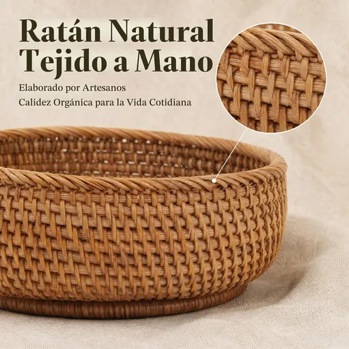 Vista 2 de Cesta redonda pequeña de ratán de 7.9 pulgadas, cesta organizadora de mimbre, almacenamiento tejido a mano para llaves, joyas, escritorio, mesa