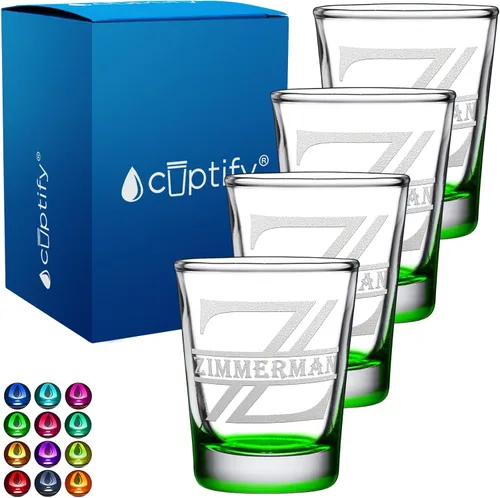 Vista 22 de Cuptify Inicial de cristal con monograma y nombre de 2 onzas, parte inferior negra grabada con texto personalizado para regalos, bodas, cumpleaños