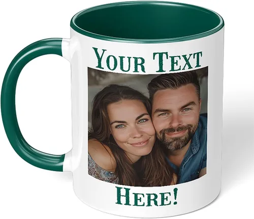 Vista 12 de Taza de café de cerámica negra personalizada de 11 onzas con texto, mensaje, tu texto aquí, nombre, DYE Taza para Cafe personalizadas, con foto
