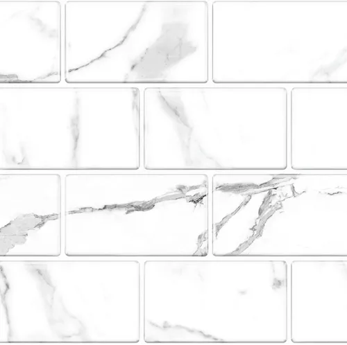 Vista 4 de Tic Tac Tiles Azulejos de despegar y pegar en diseño de ladrillo de metro más grueso (10, mármol)