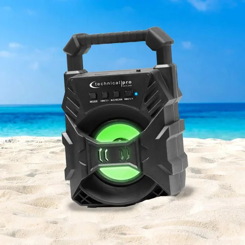 Vista 4 de Technical Pro Altavoz Bluetooth compacto recargable portátil con LED USB/FM/TF, diseño ligero y compacto que lo convierte en el altavoz perfecto