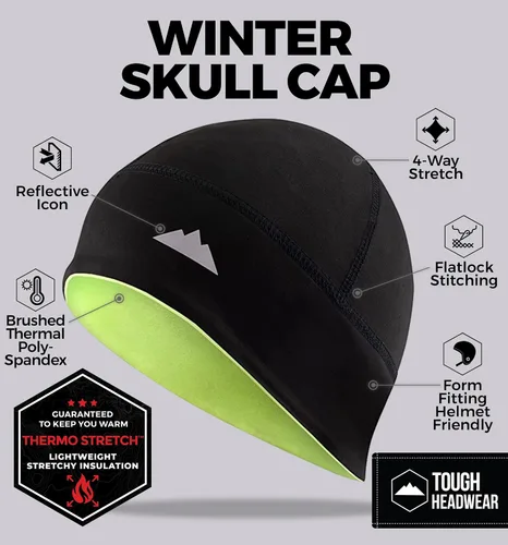 Vista 4 de Skull Cap Helmet Liner Running Beanie - Winter Thermal Under Helmet Cycling Head Hat - Ultimate Moisture Wicking Performance