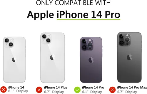 Vista 2 de Funda tipo cartera para Apple iPhone 14 Pro de 6.1 pulgadas, tarjetero de piel sintética con bloqueo RFID, funda para teléfono celular
