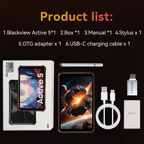 Vista 10 de Blackview Tablet resistente de 9 pulgadas, Android 15 tableta impermeable con Gemini AI, 18GB+128GB TF 2TB, 180Hz, IP68/IP69K, MIL-STD-810H a prueba