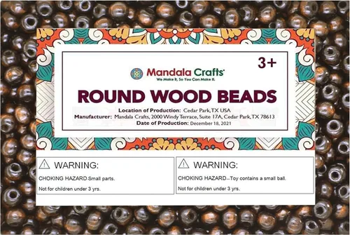 Vista 94 de Mandala Crafts - 2000 cuentas de madera redondas pequeñas de 6 mm para manualidades, suministros de macramé - cuentas de madera natural negra sin