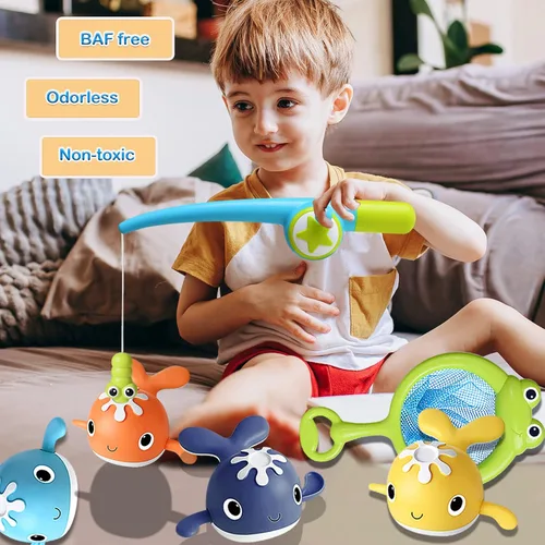 Vista 2 de LOYUEGIYO Juego de Pesca Magnética Juguete de Baño para Bebés de 1-3 4-8 Años Niños Pequeños Niños Niñas, Regalos para Niños, Juguetes de Agua