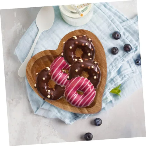 Vista 4 de Hemoton Elegante bandeja de madera con diseño de corazón para servir platos reutilizables para pan de dulces de frutas para decoración de cocina
