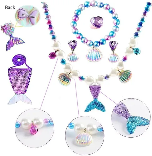 Vista 5 de Little Girls Princess Mermaid Costume for Girls Dress Up with Accessory for Christmas Birthday Party Supplies