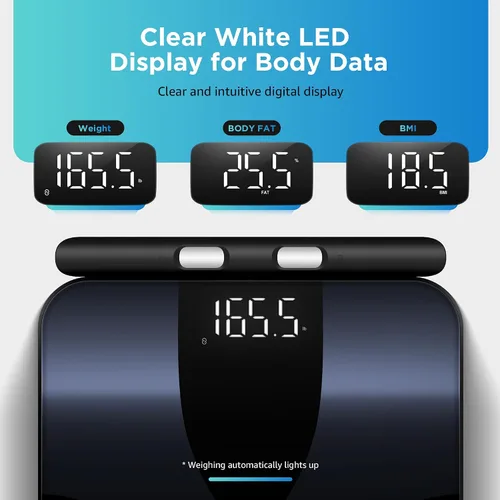 Vista 7 de Báscula Posture para peso corporal y grasa, báscula digital de baño IMC, báscula de grasa corporal Bluetooth, báscula inteligente de grasa corporal