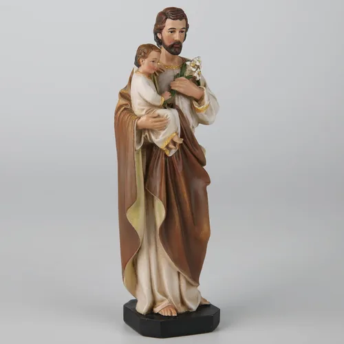 Vista 5 de BC - Estatua católica de San José y el Niño Jesús, 6 pulgadas de alto, pintada a mano, figura católica con detalles finos, patrón de la familia