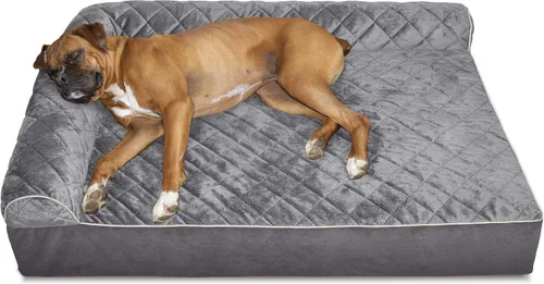 Vista 53 de Furhaven Cama de espuma viscoelástica para perros grandes con refuerzos extraíbles y funda lavable, para perros de hasta 95 libras - Sofá de Gris