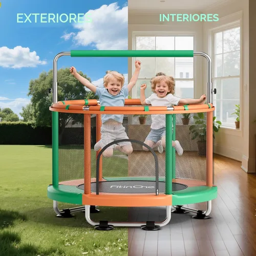 Vista 6 de 55" Toddler Mini Trampoline for Kids, Indoor Outdoor Toys with Swing, 440lbs Baby Kids Trampoline, Gymnastics Bar, Birthday Gifts for Boy Girl Age