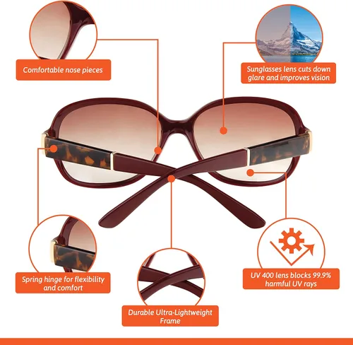 Vista 4 de Stylle Gafas de sol de gran tamaño para mujer, diseño de marco retro, protección UV400 polarizadas