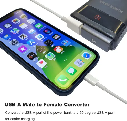 Vista 5 de AreMe - Adaptador USB 3.1 de 90 grados, 2 unidades, ángulo izquierdo Extensor convertidor USB A macho a hembra para PC, portátil, cargador USB A