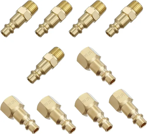 Vista 11 de Acoplamiento de Aire Industrial, Púa de Manguera de 1/4", Acoplador de Aire de Conexión Rápida de Flujo Básico de 1/4", Presión de Entrada Máxima