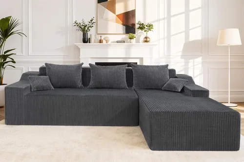 Vista 10 de HABUTWAY Sofá modular modular de 101 pulgadas con asiento profundo, moderno sofá convertible en forma de L, sofá tapizado con diván para sala