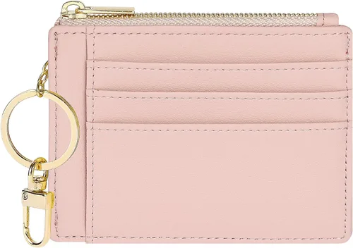 Vista 22 de Sodsay Estuche para tarjetas, cartera delgada con bolsillo frontal, para mujer, sujetatarjetas con llavero Slim, Front Pocket, Credit Card Holder