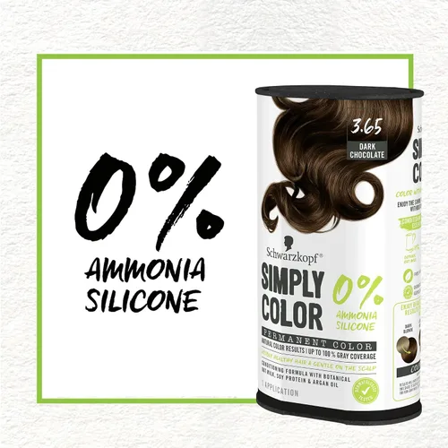 Vista 5 de Schwarzkopf Simply Color - Tinte permanente para el cabello, chocolate oscuro 3.65, de larga duración con ingredientes nutritivos, sin amoníaco ni