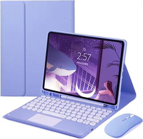 Vista 13 de Galaxy Tab S6 Lite 10.4 pulgadas 2024/2022/2020 Funda de teclado táctil con mouse Lindas teclas redondas Touchpad Slim Smart Magnético Desmontable