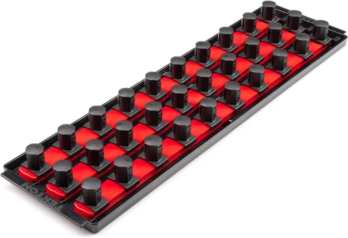 Vista 12 de TEKTON Carraca de 3/4 pulgadas x riel para dados de 8 pulgadas, 5 clips (rojo) OSR31105 Fabricado en Estados Unidos Negro