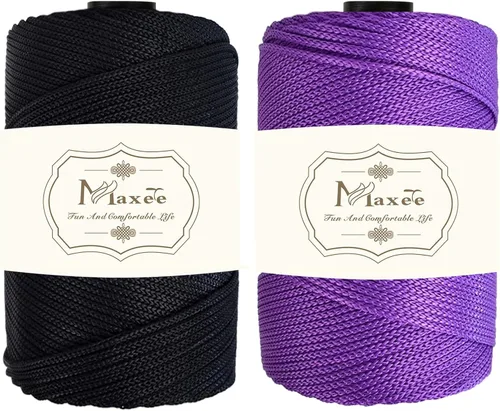 Vista 70 de Maxee Cordón de macramé de poliéster de alta calidad de 0.118 in × 218 yardas, 0.118 in, 100% polipropileno, ideal para ganchillo, ganchos de pared