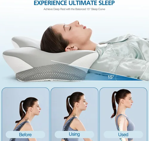 Vista 4 de Almohada cervical ergonómica de espuma viscoelástica Gris