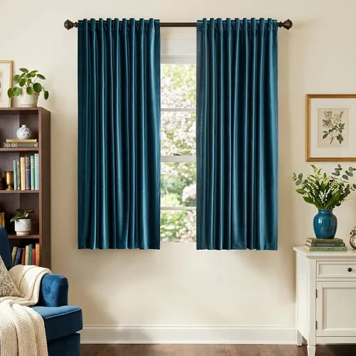 Vista 22 de PRIMROSE Cortinas de terciopelo champán de 63 pulgadas de largo para sala de estar, juego de 2 paneles opacos, bolsillo para barra, pestaña trasera