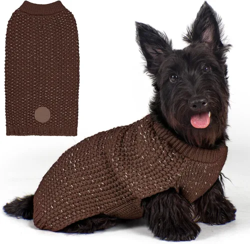 Vista 31 de KYEESE Suéter para Perro con Agujero para Correa para Perros Pequeños Machos Suéter Cálido con Hilo Reflectante Tejido Suave Ropa para Perros Machos