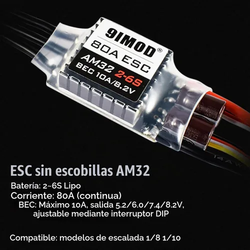 Vista 3 de AM32 80A RC Motor sin escobillas ESC Combo 3542-1850KV Motor sin escobillas y ESC con conector USB sin sensor RC ESC Kit de motor para 1/8 1/10